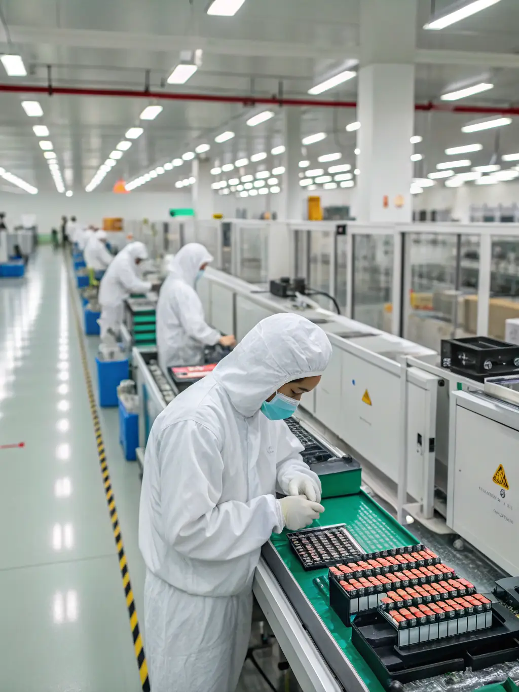 A photograph of a European vape manufacturing facility, showcasing adherence to TPD regulations and sustainable production practices. The image should convey a sense of environmental responsibility.