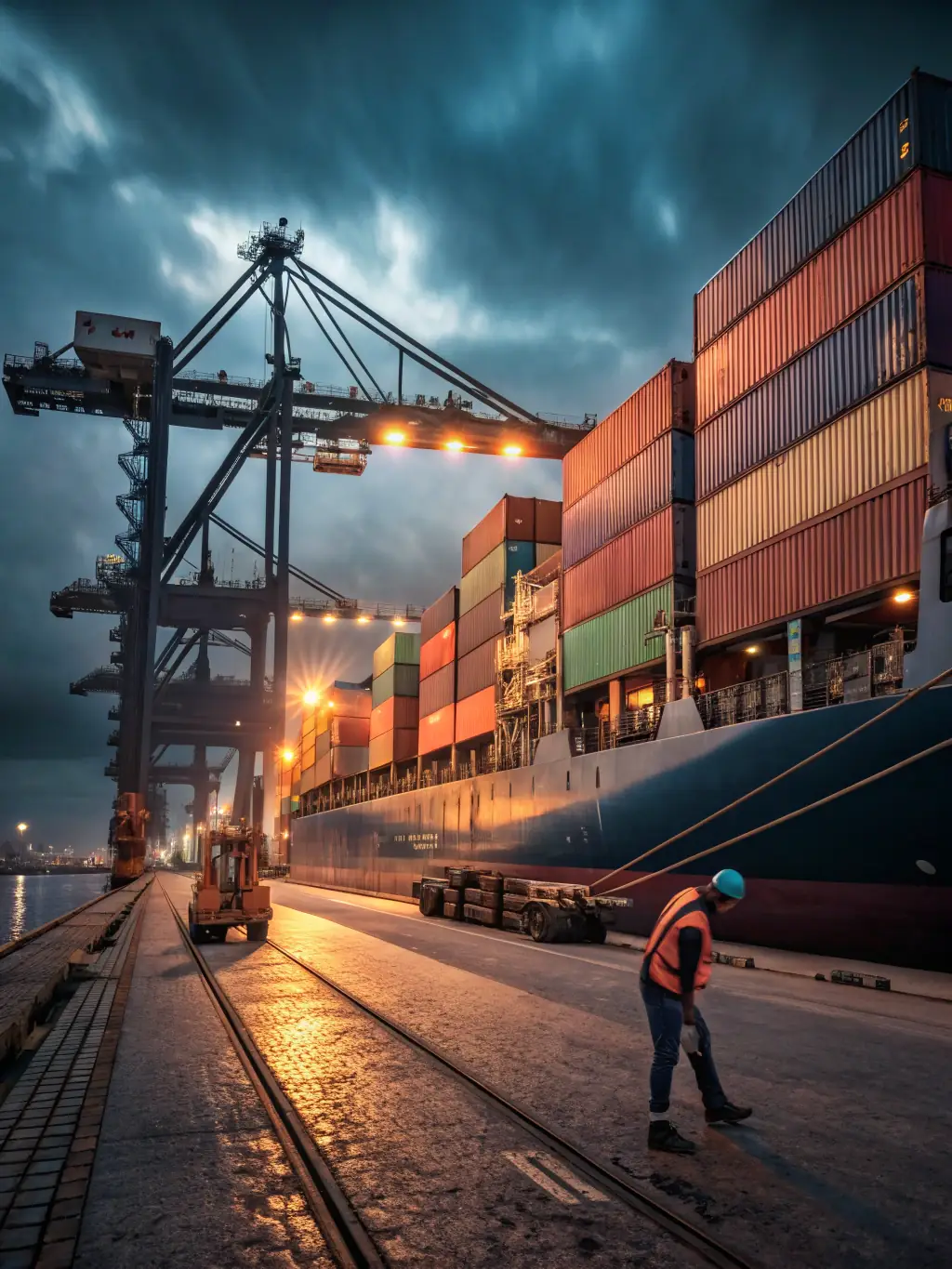A dynamic image showcasing a global logistics network with cargo ships, trucks, and warehouses, illustrating the efficiency of Ecigator Factory's supply chain solutions.