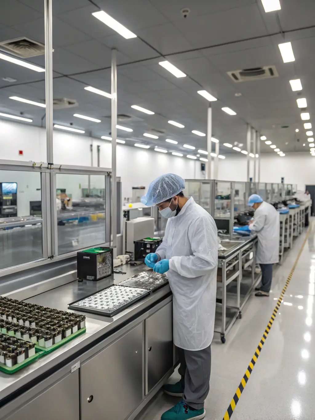 A detailed inspection process of vape components, showcasing the meticulous quality control measures.