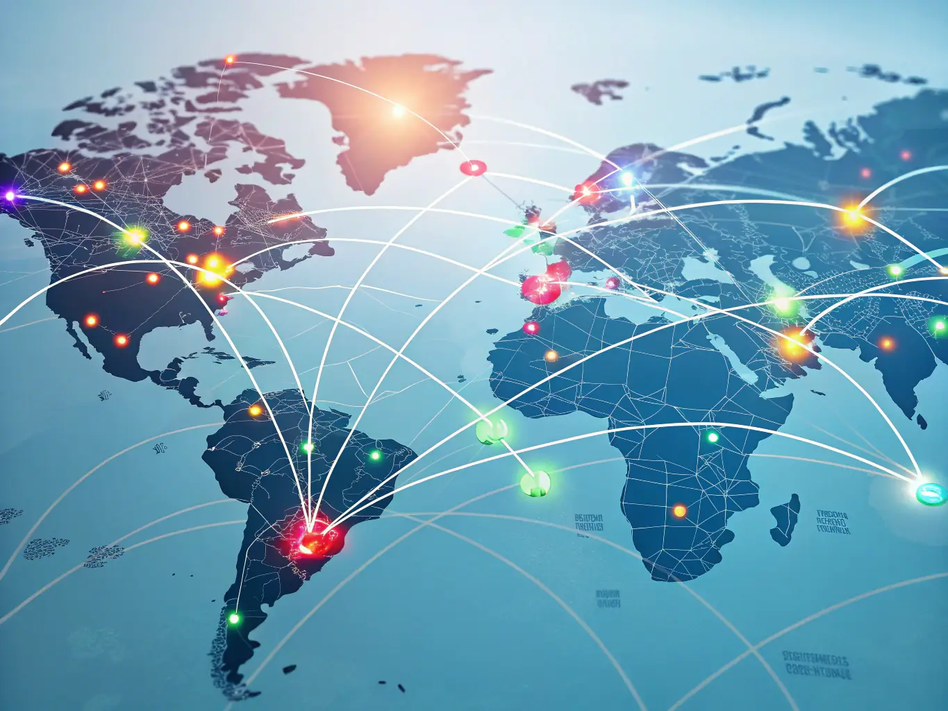 A digital illustration depicting a transparent supply chain with interconnected nodes representing manufacturers, logistics, and quality control, all linked to the Ecigator Factory platform.