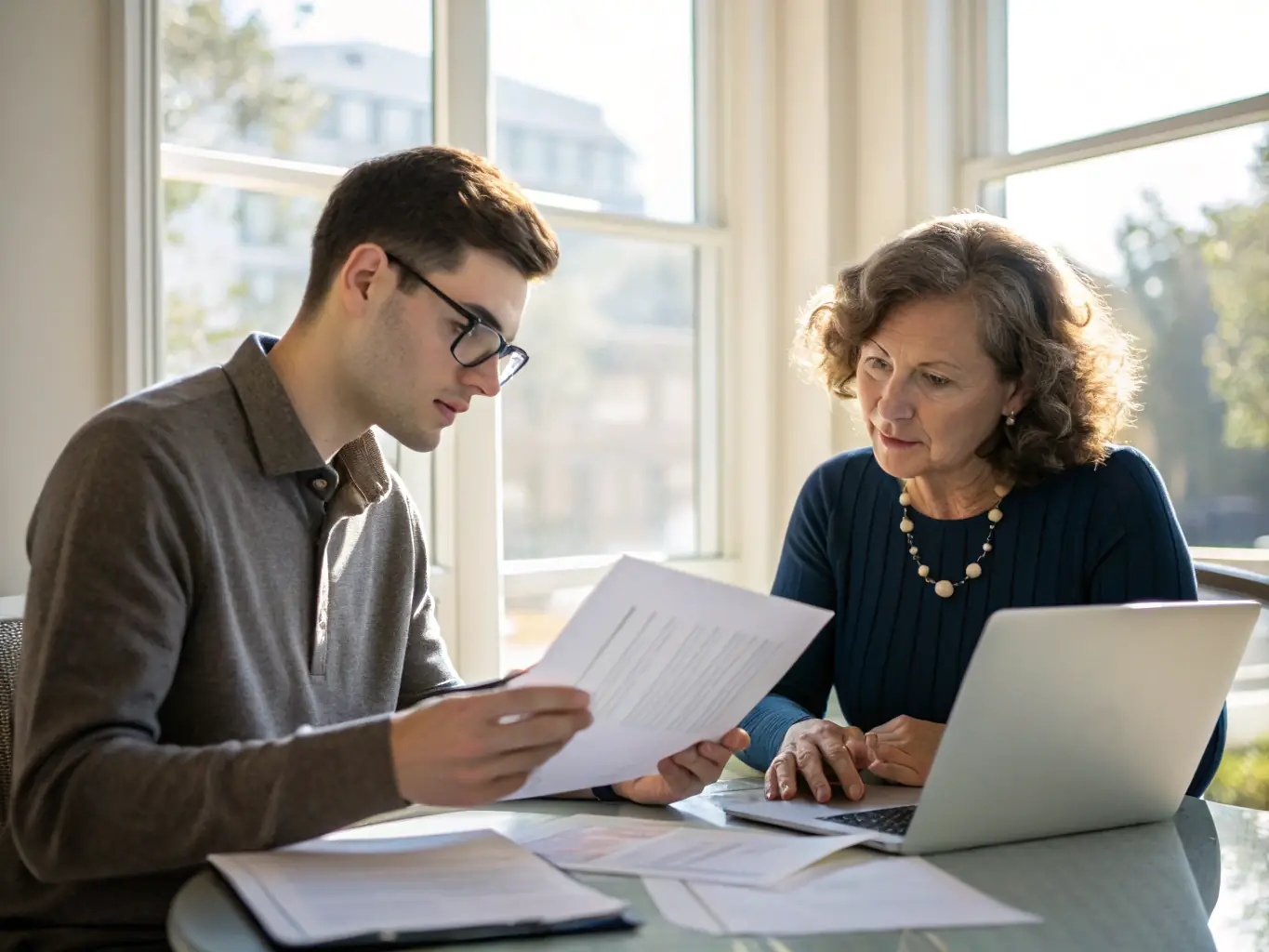 A professional consultant reviewing regulatory documents with a client, highlighting the regulatory compliance support services.