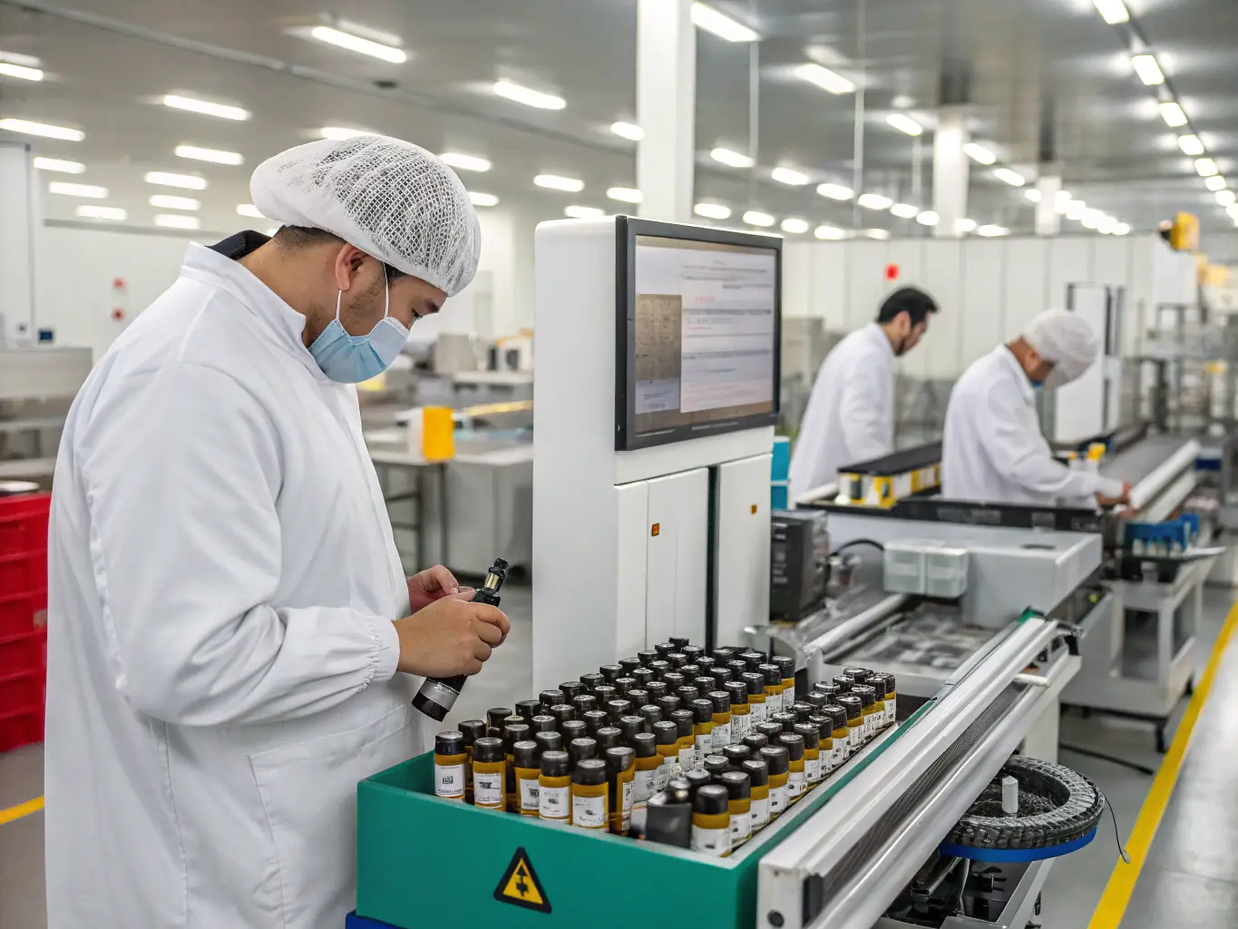 An image of a scientist in a lab coat examining vape products, symbolizing the rigorous testing and compliance required for PMTA submissions.